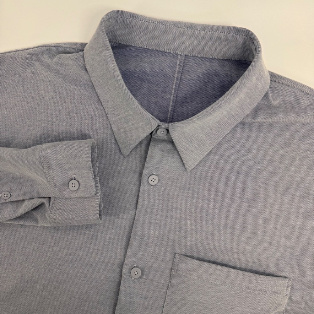 Lululemon Button Down Shirt Mens XL Blue Gray Long Sleeve Commuter Performance
